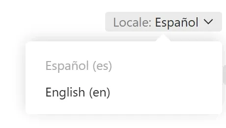 El selector de idioma del contenido, con Español y English.