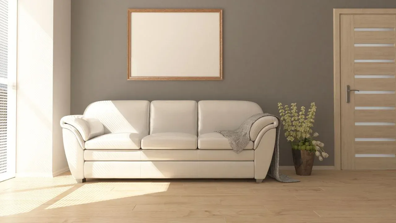 El mismo render con la pared en gris topo.